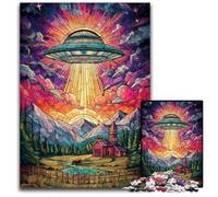 Puzzle 1000 pièces pour Adolescents, vitrail, OVNI, Puzzle en Carton, décoration d'intérieur colorée et Jeu Familial interactif, 26x38cm