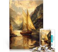 Puzzle 1000 pièces pour Adolescents Voilier au Coucher du Soleil Jouets à Faire soi-même Cadeau d'œuvre d'art 38x26cm