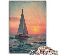 Puzzle 1000 pièces pour Adolescents, voilier naviguant sur l'océan, Jeu Stimulant, Jouets pour est idéal comme Cadeau pour Toute la Famille 26x38cm