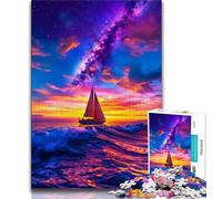 Puzzle 1000 pièces pour Adolescents Voilier sur la mer sous la Galaxie, Entraînez Votre Cerveau et Vos Mains, Cadeau d'anniversaire, Cadeaux, Art Mural pour Les 14 Ans et Plus 38x26cm