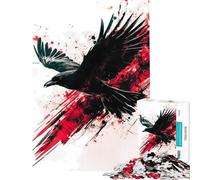 Puzzle 1000 pièces pour Adolescents Vol Sanglant Corbeau Noir Difficile et Stimulant Décoration intérieure Jeux relaxants pour Les 14 Ans et Plus (38x52cm)