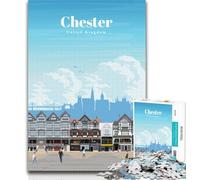 Puzzle 1000 pièces pour Adolescents Voyage à Chester Puzzle 1000 pièces pour Adultes et Adolescents, Jeux éducatifs, Collection d'artistes de décoration intérieure, Beaux-Arts 75x50cm