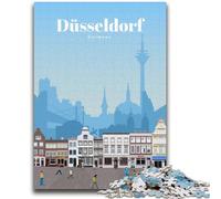 Puzzle 1000 pièces pour Adolescents Voyage à Düsseldorf (14 Ans et Plus), Jeu de Quiz Amusant à la Maison, Cadeau d'anniversaire, Cadeaux de Voyage (Taille 38x26cm)