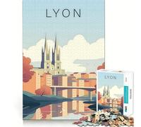 Puzzle 1000 pièces pour Adolescents Voyage à Lyon Décoration soignée Jeu d'exercice Mental Jeu de détente Cadeau Amusant de Noël (50x75cm)