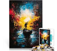 Puzzle 1000 pièces pour Adolescents Voyage dans la lumière - Expressionnisme Abstrait Voyage fluvial Casse-tête Cadeau Amusant 38x26cm