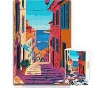 Puzzle 1000 pièces pour Adolescents, Vue sur la mer Méditerranée, Art Minimaliste, Beau Design, Jeu Difficile et Anti-Stress, Dimensions 38x52cm