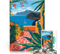Puzzle 1000 pièces pour Adolescents Vue sur Le Patio Tropical en Italie Jouets de Jeu Renforcer l'amour Entre Les Couples 52x38cm