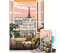 Puzzle 1000 pièces pour Adolescents,Vue sur Un Balcon Parisien,découpe précise,Jeu d'art et de réflexion,activité relaxante pour Un Anniversaire (50x75cm)
