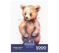 Puzzle 1000 Pièces pour Adolescents Watercolor Baby Bear Cub Puzzles pour Adolescents, Casse-tête, Jeu D'assemblage De Motifs, Cadeau d'anniversaire Unique 70x50cm/1000pcs