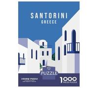 Puzzle 1000 Pièces pour Adolescents Welcome Santorini Puzzle Adulte - Jeu De Construction - Difficile - Cadeau Unique pour Anniversaire Et Noël 38x26cm/1000pcs