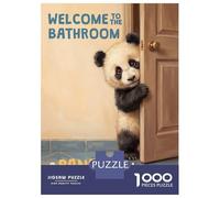Puzzle 1000 Pièces pour Adolescents Welcome to The Bathroom Panda Puzzles pour Adultes pour S'amuser en Famille Stimule Le Cerveau Jeu Au Design Élégant 38x26cm/1000pcs