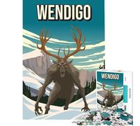 Puzzle 1000 pièces pour Adolescents Wendigo Monstre cryptide Illustration de Voyage Jeu Relaxant Jouet addictif pour cultiver la Patience pour Les Jeux découpe de précision (38x26cm)