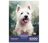 Puzzle 1000 Pièces pour Adolescents Westie Dog Watercolor Puzzle Adulte - Jeu De Construction - Difficile - Cadeau Unique pour Anniversaire Et Noël 38x26cm/1000pcs