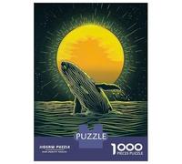 Puzzle 1000 Pièces pour Adolescents Whale Leaping Sunset Puzzle pour Adultes Jeux Amusants Cadeau d'anniversaire, Noël 38x26cm/1000pcs