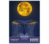 Puzzle 1000 Pièces pour Adolescents Whale Tail Under Full Moon Puzzle pour Adultes Jeux De Famille Cadeau d'anniversaire Stimule Le Cerveau 38x26cm/1000pcs