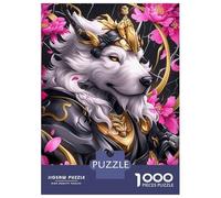 Puzzle 1000 Pièces pour Adolescents White Goldendoo Dog Samurai Puzzle pour Adultes Jeux Amusants Cadeau d'anniversaire, Noël 52x38cm/1000pcs