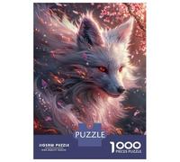 Puzzle 1000 Pièces pour Adolescents White Kitsune Fox Head Puzzle Adulte Jeu Familial Difficile Difficile Cadeau d'anniversaire Unique 52x38cm/1000pcs
