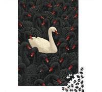 Puzzle 1000 Pièces pour Adolescents White Swan Among Black Birds Casse-têtes pour Adolescents Analyse Et Logique Entraînez Votre Cerveau Et Votre Dextérité Jeu De Défi Unique 52x38cm/1000pcs