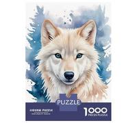 Puzzle 1000 Pièces pour Adolescents White Wolf Cute Watercolor Casse-têtes pour Adolescents Analyse Et Logique Entraînez Votre Cerveau Et Votre Dextérité Jeu De Défi Unique 38x26cm/1000pcs