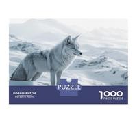 Puzzle 1000 Pièces pour Adolescents White Wolf in Snowy Mountain Landscape Puzzles pour Adultes, Jeu De Réflexion, Assemblage De Motifs, Cadeaux d'anniversaire Et Cadeaux Uniques 52x38cm/1000pcs