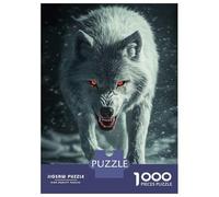 Puzzle 1000 Pièces pour Adolescents White Wolf with Red Eyes Puzzles pour Adultes - Jeux Amusants Et Anti-Stress - Cadeaux Uniques pour Anniversaire Et Noël 52x38cm/1000pcs