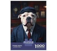 Puzzle 1000 Pièces pour Adolescents White XL Bully Dog Wearing A Suit in The Pub Casse-têtes pour Adolescents Analyse Et Logique Interaction Parent-Enfant Jeu Stimulant Jouets 38x26cm/1000pcs