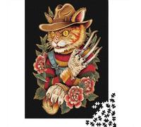 Puzzle 1000 Pièces pour Adolescents Wild Cat with Claws Tattoo Design Puzzle Amusant Et Humoristique pour Adolescents, Idéal comme Cadeau d'anniversaire, De Noël Ou Autre 52x38cm/1000pcs