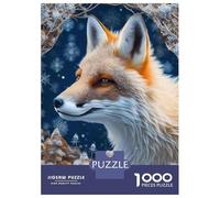 Puzzle 1000 Pièces pour Adolescents Winter Fox Wall Art Print Casse-têtes pour Adolescents Analyse Et Logique Interaction Parent-Enfant Jeu Stimulant Jouets 38x26cm/1000pcs