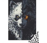 Puzzle 1000 Pièces pour Adolescents Wolf Face Art Print Casse-têtes pour Adolescents Analyse Et Logique Entraînez Votre Cerveau Et Votre Dextérité Jeu De Défi Unique 38x26cm/1000pcs