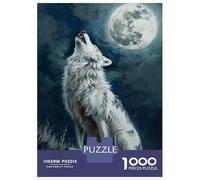 Puzzle 1000 Pièces pour Adolescents Wolf Howling Moon Night Puzzles pour Adultes - Jeu Manuel - Assemblage De Motifs - Cadeau d'anniversaire Unique 38x26cm/1000pcs