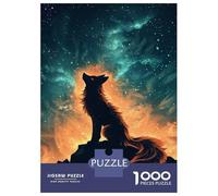 Puzzle 1000 Pièces pour Adolescents Wolf Howling Under Cosmic Fire Sky Puzzle pour Adultes Jeux Amusants Cadeaux pour Femmes pour Anniversaire, Noël 38x26cm/1000pcs