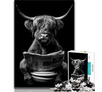 Puzzle 1000 pièces pour Adolescents Yak dans la Salle de Bain, Puzzle Adulte, Jeu de Quiz, décoration Murale, Cadeaux d'anniversaire et de Noël Uniques (Taille 38x26cm)
