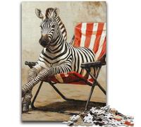 Puzzle 1000 pièces pour Adolescents Zèbre Assis sur Une Chaise Jeu Stimulant et Jeu Familial Décoration Murale Cadeaux d'anniversaire et de Noël Uniques 26x38cm
