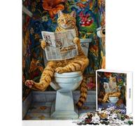 Puzzle 1000 pièces pour adolescentsLe Chat va aux Toilettes Jeu Impossible idéal pour Les Couples décoration Murale stimule Le Cerveau (75x50cm)