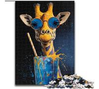 Puzzle 1000 pièces pour Ados et Adultes Girafe Buvant Un Verre, pour 14 Ans et Plus, pour s'amuser en Famille et Passer Une soirée Jeux, Collection d'artistes, Beaux-Arts (Taille 50x75cm)