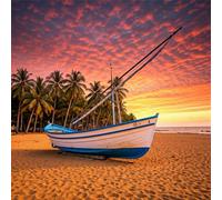 Puzzle 1000 pièces pour Adulte,Bateau de Plage Tropicale 65x65 cm DIY De Puzzle,Divertissement créatif,Jeux éducatifs à défis Puzzles pour Toute la Famille