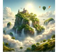 Puzzle 1000 pièces pour Adulte,Chutes du Château Céleste 65x65 cm DIY De Puzzle,Divertissement créatif,Jeux éducatifs à défis Puzzles pour Toute la Famille