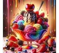 Puzzle 1000 pièces pour Adulte,Crème glacée aux Fruits 65x65 cm DIY De Puzzle,Divertissement créatif,Jeux éducatifs à défis Puzzles pour Toute la Famille