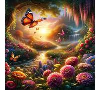 Puzzle 1000 pièces pour Adulte,Fleurs du Coucher de Soleil Rivières 65x65 cm DIY De Puzzle,Divertissement créatif,Jeux éducatifs à défis Puzzles pour Toute la Famille