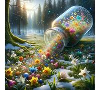 Puzzle 1000 pièces pour Adulte,Fleurs en Bouteille de Verre Grove 65x65 cm DIY De Puzzle,Divertissement créatif,Jeux éducatifs à défis Puzzles pour Toute la Famille