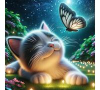 Puzzle 1000 pièces pour Adulte,Jardin du Chat Papillon 65x65 cm DIY De Puzzle,Divertissement créatif,Jeux éducatifs à défis Puzzles pour Toute la Famille