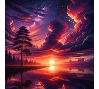 Puzzle 1000 pièces pour Adulte,Nuages du lac au Coucher du Soleil 65x65 cm DIY De Puzzle,Divertissement créatif,Jeux éducatifs à défis Puzzles pour Toute la Famille
