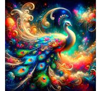 Puzzle 1000 pièces pour Adulte,Paon coloré 65x65 cm DIY De Puzzle,Divertissement créatif,Jeux éducatifs à défis Puzzles pour Toute la Famille