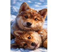 Puzzle 1000 Pièces pour Adultes 75x50cm - Animaux d'hiver Chiens - avec Lettres et Poster de Référence - Activité Relaxation et Défi - Décoration Murale - Cadeau pour Hommes et Femmes