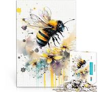 Puzzle 1000 pièces pour Adultes Abeille à l'aquarelle Séjour Anti-Stress pour Tuer Le Temps Décoration d'intérieur 38x26cm