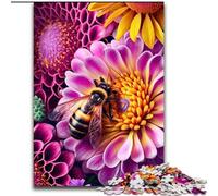Puzzle 1000 pièces pour Adultes Abeille sur Une Fleur Puzzle en Carton Taille 26x38cm Parfait pour Les Adolescents et Les collectionneurs, décoration intérieure idéale et Cadeau de Voyage