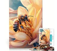 Puzzle 1000 pièces pour Adultes Abeilles se posant sur Une Fleur Assemblage précis Jeu Intelligent et Amusant pour Un Moment de détente Décoration d'anniversaire (38x52cm)