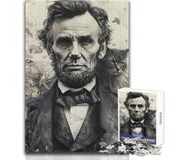 Puzzle 1000 pièces pour Adultes Abraham Lincoln et Son Chat - Portrait Historique - Jeu éducatif - Cadeau d'anniversaire - Dimensions : 50x75cm