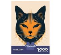 Puzzle 1000 Pièces pour Adultes Abstract Cat Vector Portrait in Bold Orange Tones Puzzle, Jouet, Décoration Murale, Analyse Et Logique, Idéal comme Cadeau pour Toute La Famille 38x26cm/1000pcs