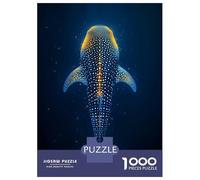 Puzzle 1000 Pièces pour Adultes Abstract Whale Shark Gold Puzzle Adulte - Jeu De Réflexion - Vacances À La Maison - Tuer Le Temps - Faire Travailler Son Cerveau 38x26cm/1000pcs